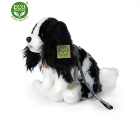 RAPPA Plyšový pes kavalier s vodítkem 27 cm / ECO-FRIENDLY / od 0 měsíců