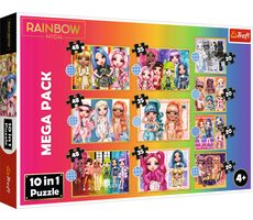 Trefl - Puzzle - Panenky Rainbow High MEGA PACK 10v1 / 4x20.3x35.3x48 / 4x(16.7x15.6cm), 6x(22.3x15.6cm) / věk 4+