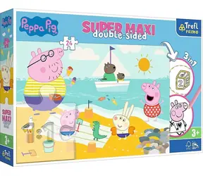Trefl Junior - Puzzle - Super Maxi 3v1 oboustranné Prasátko Peppa / 24 dílků / 60 x 40 cm / věk 3+