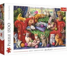 Trefl - Puzzle - Kočky na pohovce / 1500 dílků / 85 x 58 cm / věk 12+