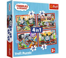 Trefl - Puzzle - Mašinka Tomáš: Úžasný Tomáš 4v1 / 12 + 15 + 20 + 24 dílků / 28.5 x 20.5 cm / věk 3+