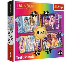 Trefl - Puzzle - Rainbow High: Módní panenky 4v1 / 35 + 48 + 54 + 70 dílků / 28.5 x 20.5 cm / věk 4+