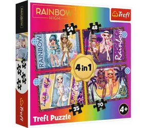 Trefl - Puzzle - Rainbow High: Módní panenky 4v1 / 35 + 48 + 54 + 70 dílků / 28.5 x 20.5 cm / věk 4+