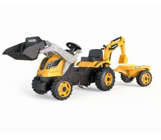 Smoby Šlapací traktor Builder Max s bagrem a vozíkem / od 3 let