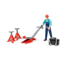 Bruder 62100 Figurka muž mechanik s heverem a příslušenstvím / výška 107 mm / od 4 let