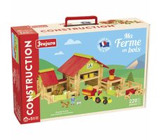 Jeujura Dřevěna stavebnice 220 dílů Velká farma s traktorem a zvířátky / od 5 let