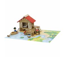 Jeujura  Dřevěná stavebnice 90 dílů Rybárna / od 5 let