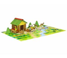 Jeujura Dřevěná stavebnice 65 dílů Salaš / od 5 let