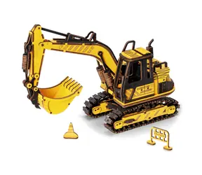 RoboTime dřevěné 3D puzzle Bagr / od 8 let / 395 dílků / Obtížnost: střední 