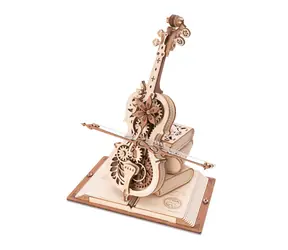 RoboTime dřevěné mechanické puzzle Kouzelné violoncello / od 14 let / 199 dílků / Obtížnost: střední