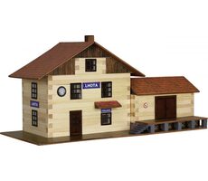 Walachia Dřevěná slepovací stavebnice Vlakové nádraží / od 8 let / 213 dílů /  Obtížnost: nízká