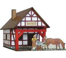 Walachia Dřevěná slepovací stavebnice Hrázděná kovárna / od 8 let / 39 dílů / Obtížnost: nízká