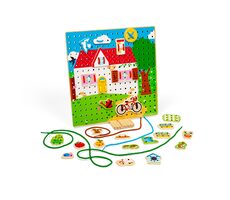 Bigjigs Toys Provlékací deska domeček / od 3 let 
