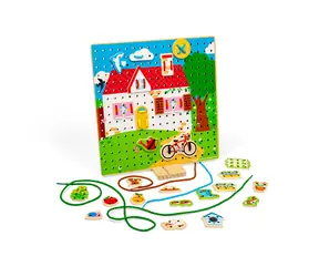 Bigjigs Toys Provlékací deska domeček / od 3 let 