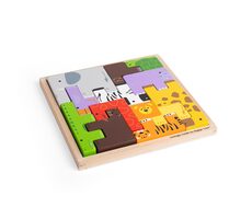 Bigjigs Toys Dřevěné kostky puzzle se zvířátky safari / od 1,5 roku