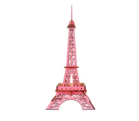 Woodcraft Dřevěné 3D puzzle Eiffelova věž růžová / 25 dílků  / od 8 let / Obtížnost: jednoduchá 
