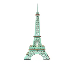 Woodcraft Dřevěné 3D puzzle Eiffelova věž tyrkysová / 25 dílků / od 8 let / Obtížnost: jednoduchá