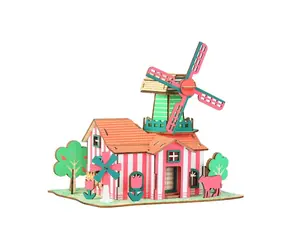 Woodcraft Dřevěné 3D puzzle Tulipánový ranč / 82 dílků / od 8 let / Obtížnost: jednoduchá