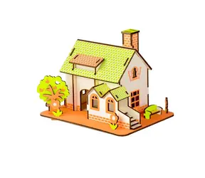 Woodcraft Dřevěné 3D puzzle Zelený dům / 44 dílků / od 8 let / Obtížnost: jednoduchá