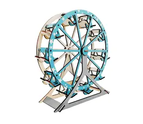 Woodcraft Dřevěné 3D puzzle Ruské kolo tyrkysové / 62 dílků / od 8 let / Obtížnost: jednoduchá