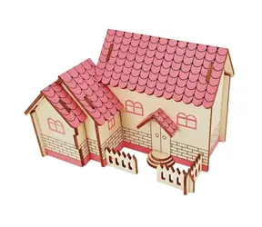 Woodcraft Dřevěné 3D puzzle Fialový dům/ 20 dílků / od 8 let / Obtížnost: jednoduchá