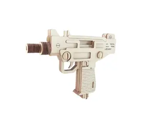 Woodcraft Dřevěné 3D puzzle Pistole UZI / 39 dílků/ od 8 let / Obtížnost: jednoduchá