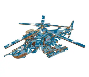 Woodcraft Dřevěné 3D puzzle Bojový vrtulník Black shark / 82 dílků / od 8 let / Obtížnost: jednoduchá