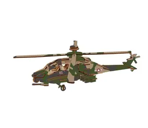 Woodcraft Dřevěné 3D puzzle Bojový vrtulník Apache / 82 dílků /od 8 let / Obtížnost: jednoduchá
