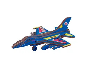 Woodcraft Dřevěné 3D puzzle Bojové letadlo F16 / 23 dílků / od 8 let / Obtížnost: jednoduchá