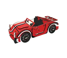 Woodcraft Dřevěné 3D puzzle Červený kabriolet / 54 dílků / od 8 let / Obtížnost: jednoduchá