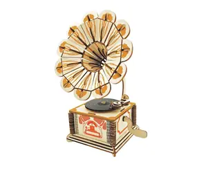 Woodcraft Dřevěné 3D puzzle Gramofón barevný / 140 dílků  / od 8 let / Obtížnost: jednoduchá