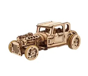 Ugears 3D dřevěné mechanické puzzle The Hot Rod Furious / od 14 let / 207 dílků / Obtížnost: střední 