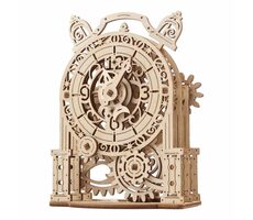 Ugears 3D dřevěné mechanické puzzle Dekorační budík / od 8 let / 43 dílků / Obtížnost: nízká 