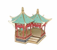 Woodcraft Dřevěné 3D puzzle slavné budovy Yueyang Tower v barvě / 10 dílků / od 3 let / Obtížnost: jednoduchá
