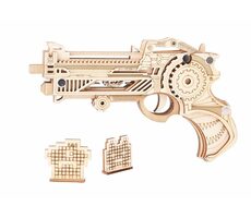 Woodcraft (XJ-G008) Dřevěné 3D puzzle Zbraň na gumičky Virbius / 29 dílků / od 14 let / Obtížnost: jednoduchá 