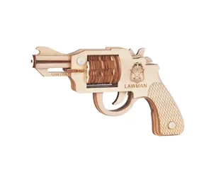 Woodcraft Dřevěné 3D puzzle Zbraň na gumičky Revolver Colt / 31 dílků / od 14 let / Obtížnost: jedoduchá 