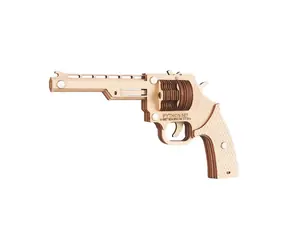 Woodcraft Dřevěné 3D puzzle Zbraň na gumičky Revolver / 52 dílků / od 14 let / Obtížnost: jednoduchá 