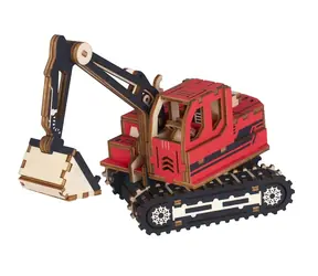 Woodcraft Dřevěné 3D puzzle Rypadlo červená / 84 dílků / od 8 let / Obtížnost: jednoduchá