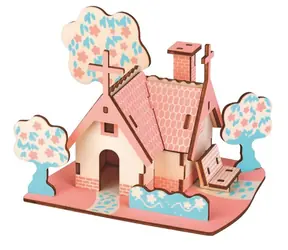 Woodcraft Dřevěné 3D puzzle Americká chata / 31 dílků / od 8 let / Obtížnost: jednoduchá 