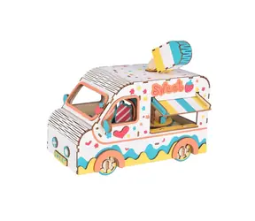 Woodcraft Dřevěné 3D puzzle Zmrzlinářské auto / 100 dílků / od 8 let / Obtížnost: jednoduchá 