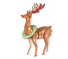 Woodcraft Dřevěné 3D puzzle Vánoční sob / 29 dílků / od 8 let / Obtížnost: jednoduchá 