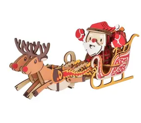Woodcraft Dřevěné 3D puzzle Santovy sáně / 103 dílků / od 8 let / Obtížnost: jednoduchá