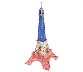 Woodcraft Dřevěné 3D puzzle Eiffelova věž v barvách Francie / 96 dílků / od 8 let / Obtížnost: jednoduchá 