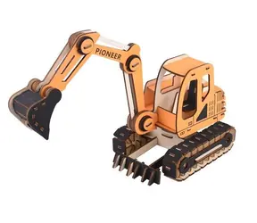 Woodcraft Dřevěné 3D puzzle Rypadlo oranžová / 168 dílků / od 8 let / Obtížnost: jednoduchá 