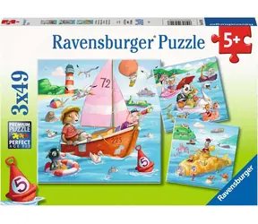 Ravensburger Zvířátka a vodní plavidla / 3x49 dílků / od 5 let 