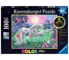 Ravensburger Třpytivé puzzle Jednorožci v měsíčním světle / 100 dílků / od 6 let 
