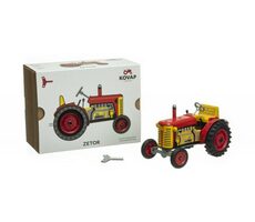 Kovap Traktor Zetor červená / plech - plastové disky / 1:25 / od 5 let