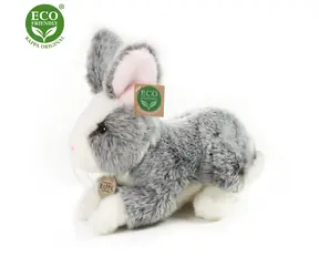 RAPPA Plyšový králík ležící bílo černá 23 cm / ECO-FRIENDLY / od 0 měsíců