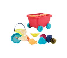 B-Toys Vozík s hračkami na písek červený / od 18 měsíců