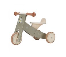 Little Dutch Odrážedlo tříkolka dřevěná Olive zelená / od 12 měsíců